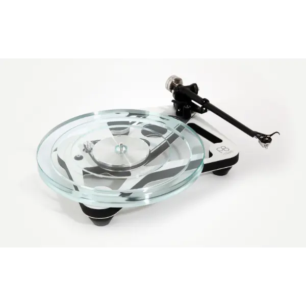 Rega planar 8 blanche vue sur le plateau et le chassis