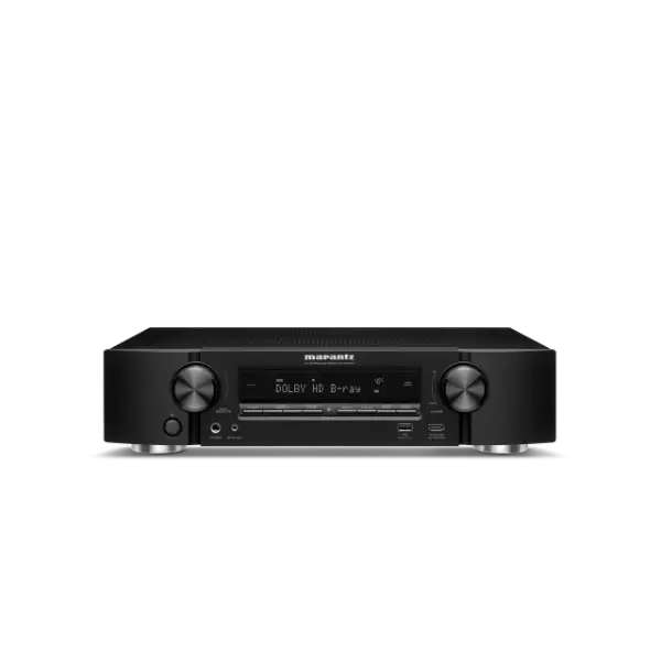 Marantz NR1510 Ampli-tuner AV compact 5.2 canaux Powered by HEOS™ avec 50 W, 4K et 6 entrées HDMI Noir vue de face