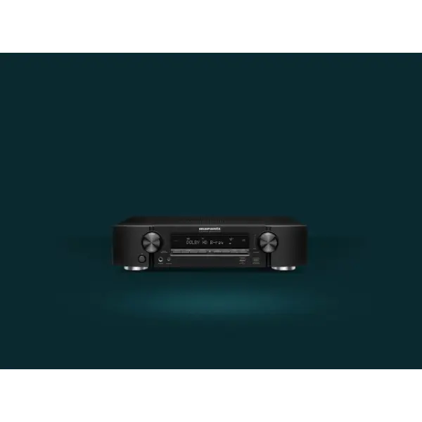 Marantz NR1510 Ampli-tuner AV compact 5.2 canaux Powered by HEOS™ avec 50 W, 4K et 6 entrées HDMI Noir vue de face design